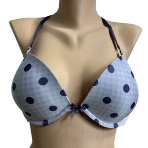 Victoria's Secret Push-Up Purple Polka Dot Bra Sz 36C Plunge Underwire Multiway